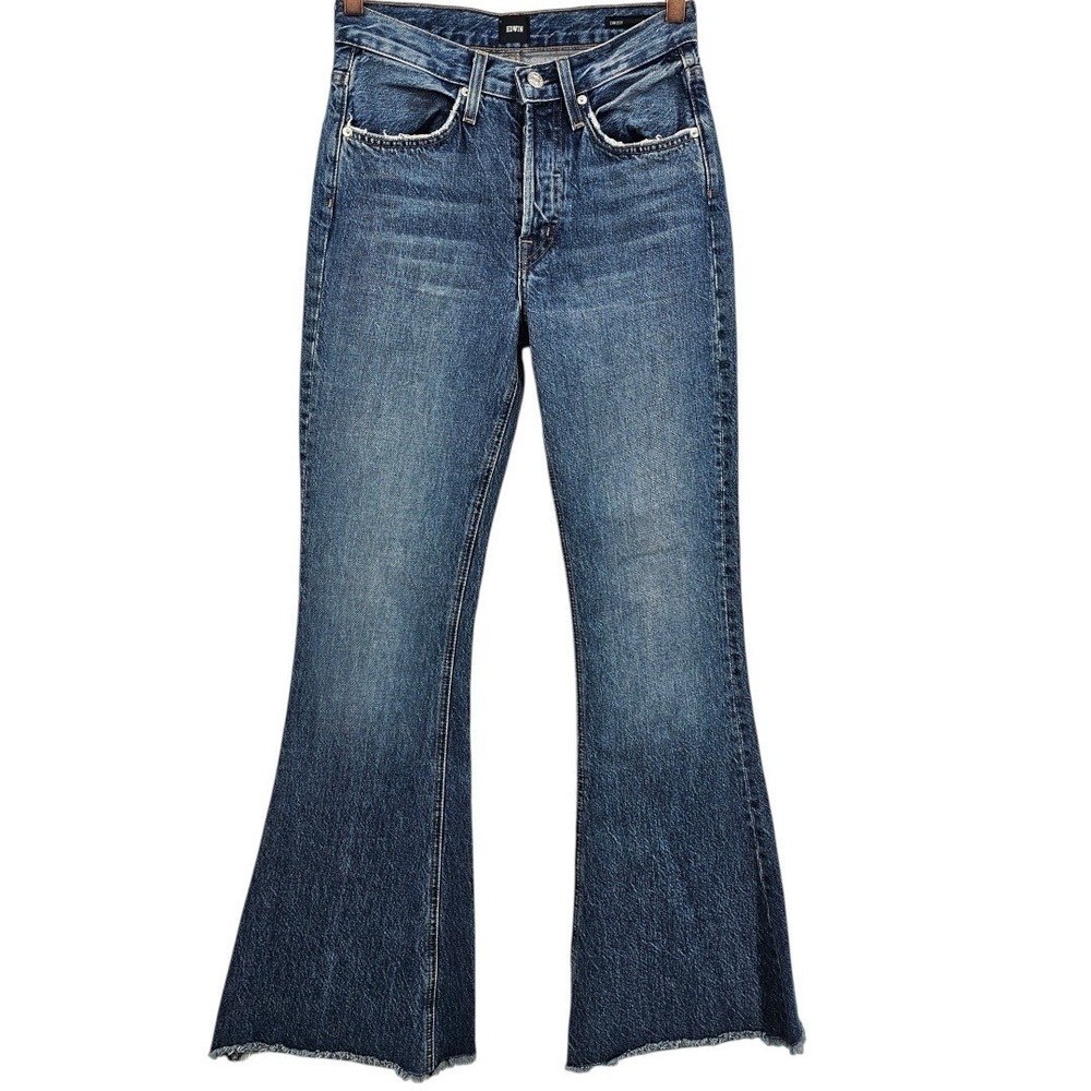 Anthropologie X Edwin Womens 25‎ Chrissy Frayed Hem Buttonfly Flare Jeans NWT
